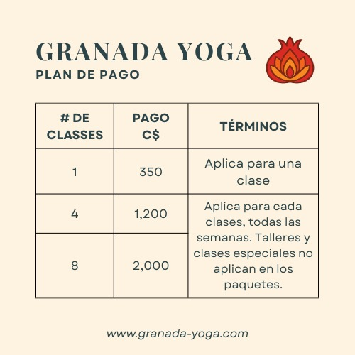 Precios costos de clases de yoga en Granada Nicaragua